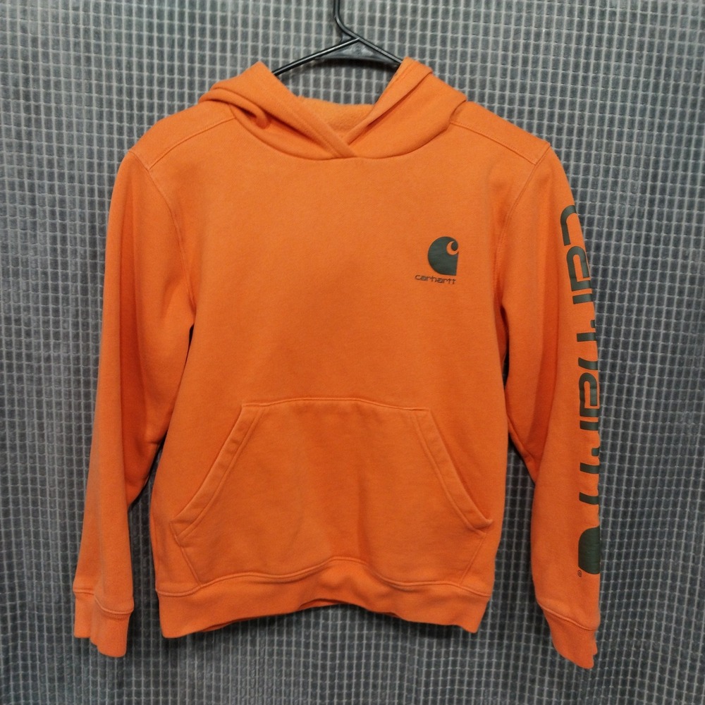 Carhartt Pullover Hoodie Boys Logo Graphic TS6272-B Large 14-16 Orange